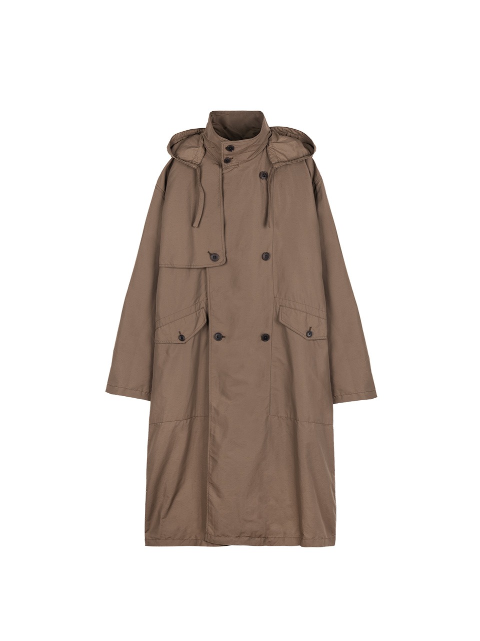 LEMAIRE - HOODED DOUBLE BREASTED PARKA (BROWN)