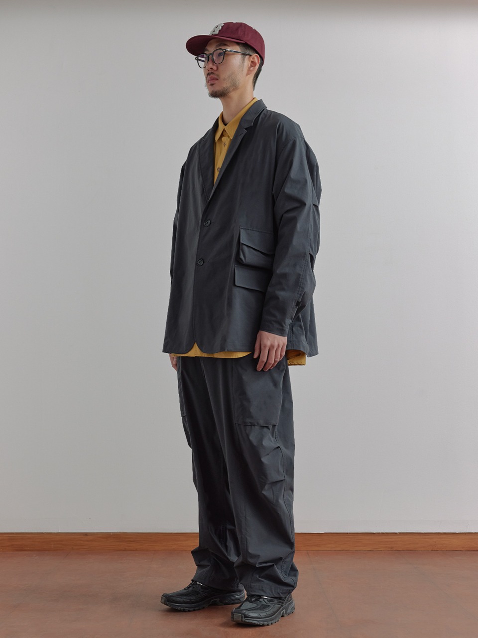 HUTOAN - FLOWING STRETCH 5P JACKET (CHARCOAL)