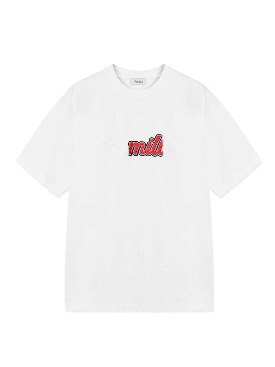 FAMILLE - CONTRAST EMBROIDERY LOGO T-SHIRT (WHITE)