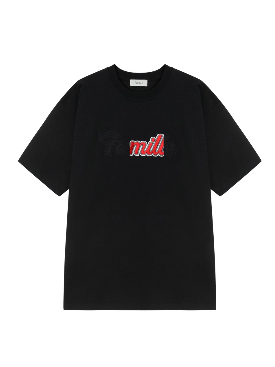 FAMILLE - CONTRAST EMBROIDERY LOGO T-SHIRT (BLACK)