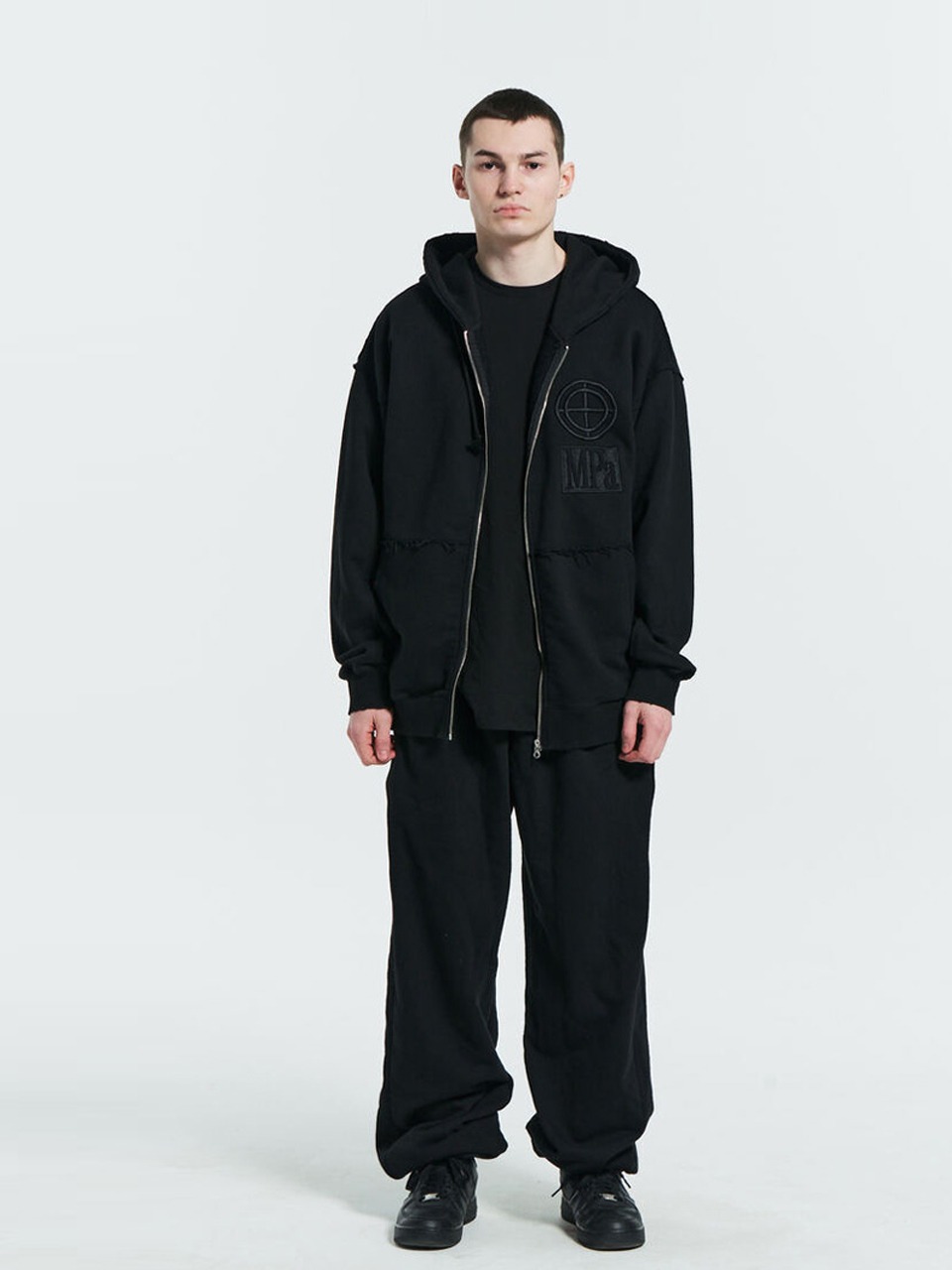PLASTICPRODUCT - MPa SCRATCHED ZIPPED HOODIE (BLACK)