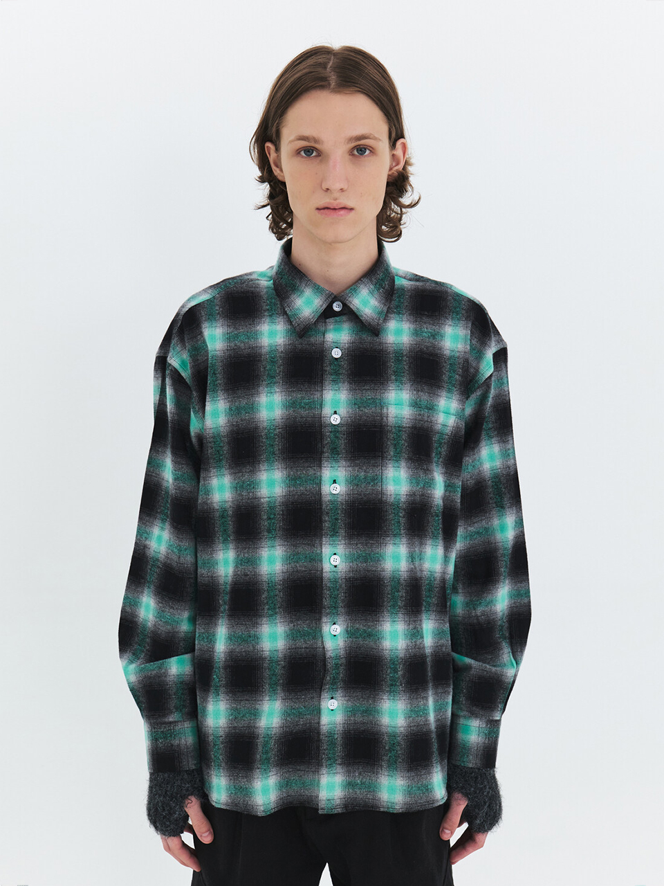 WINDER - OMBRER COTTON FLANNEL CHECK SHIRTS (MINT)