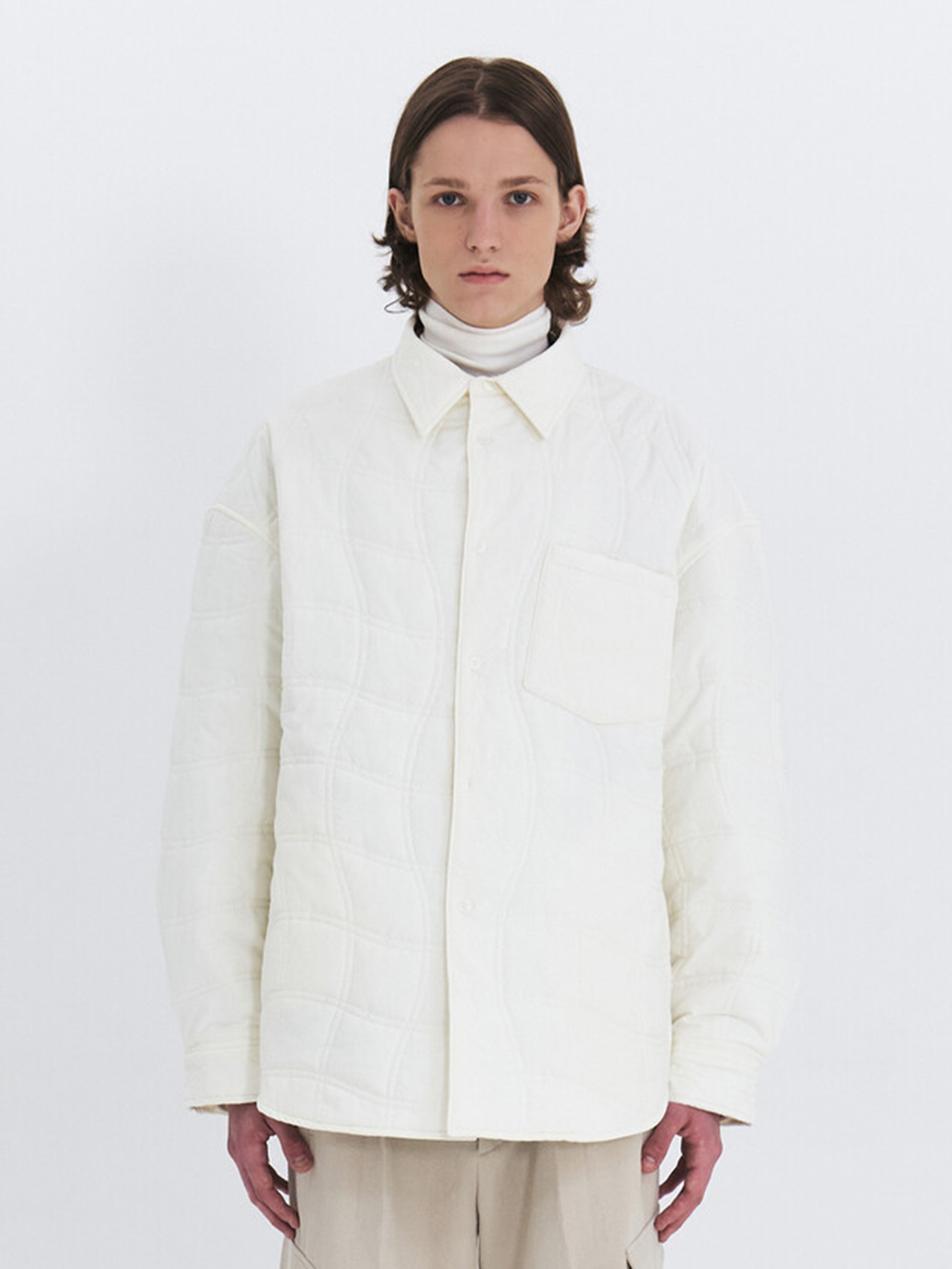 WINDER - WOBBLE QUILTING PADDED SHIRTS PARKA  (IVORY)