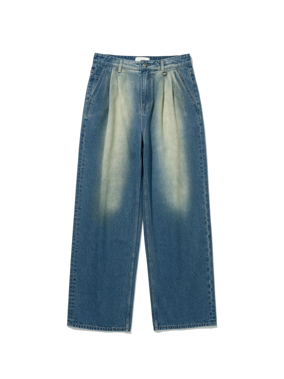 FOTTNERS - TWO TUCK WIDE WASHED JEANS (M.BLUE)