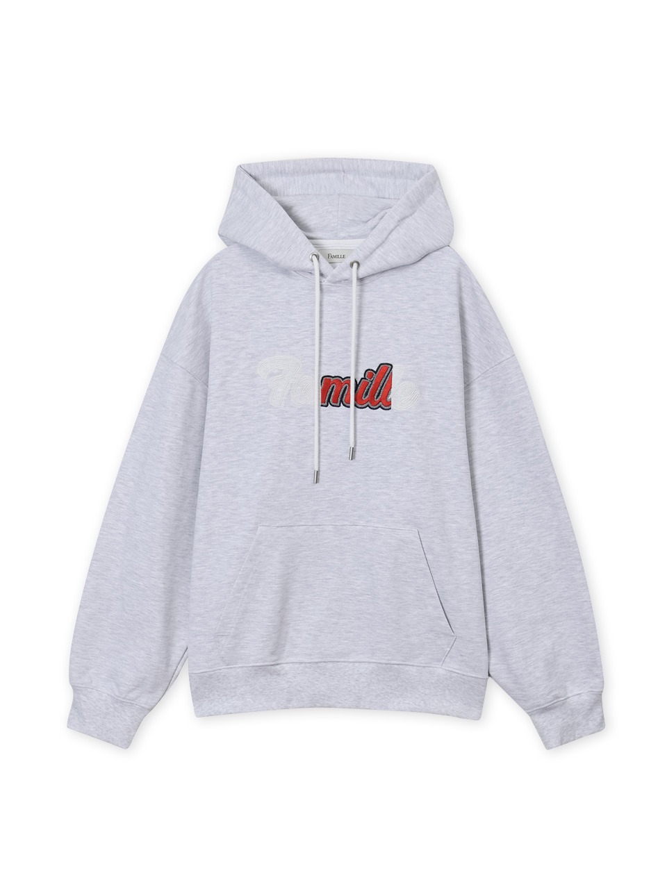 FAMILLE - CONTRAST EMBROIDERY OVERSIZED HOODIE (MELANGE GRAY)