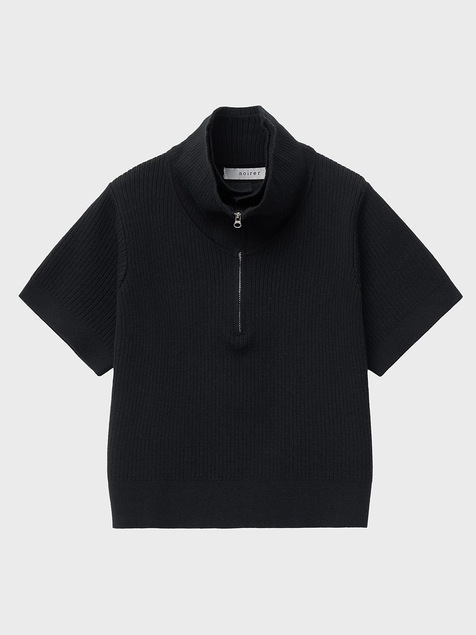 NOIRER - LAYERED ZIP-UP POLO KNIT (BLACK)