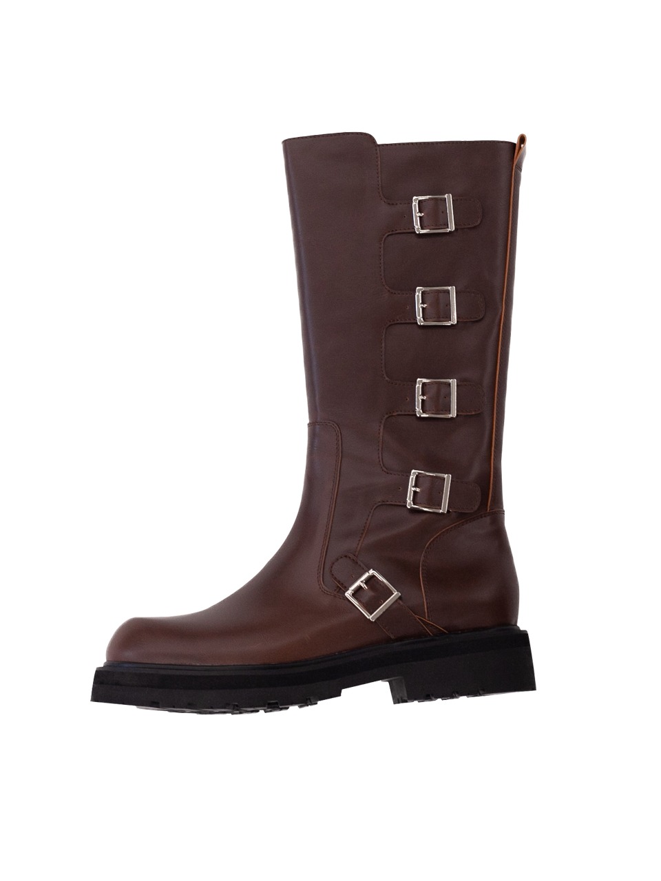 LECYTO - ROUND TOE LONG WALKER BOOTS (BROWN)
