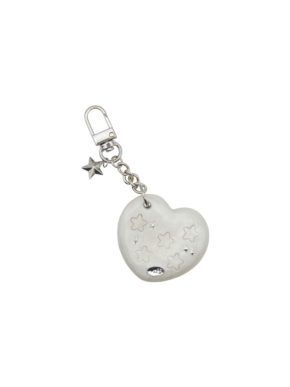 NFF - HEART STAR MIRROR KEY RING (WHITE PEARL)