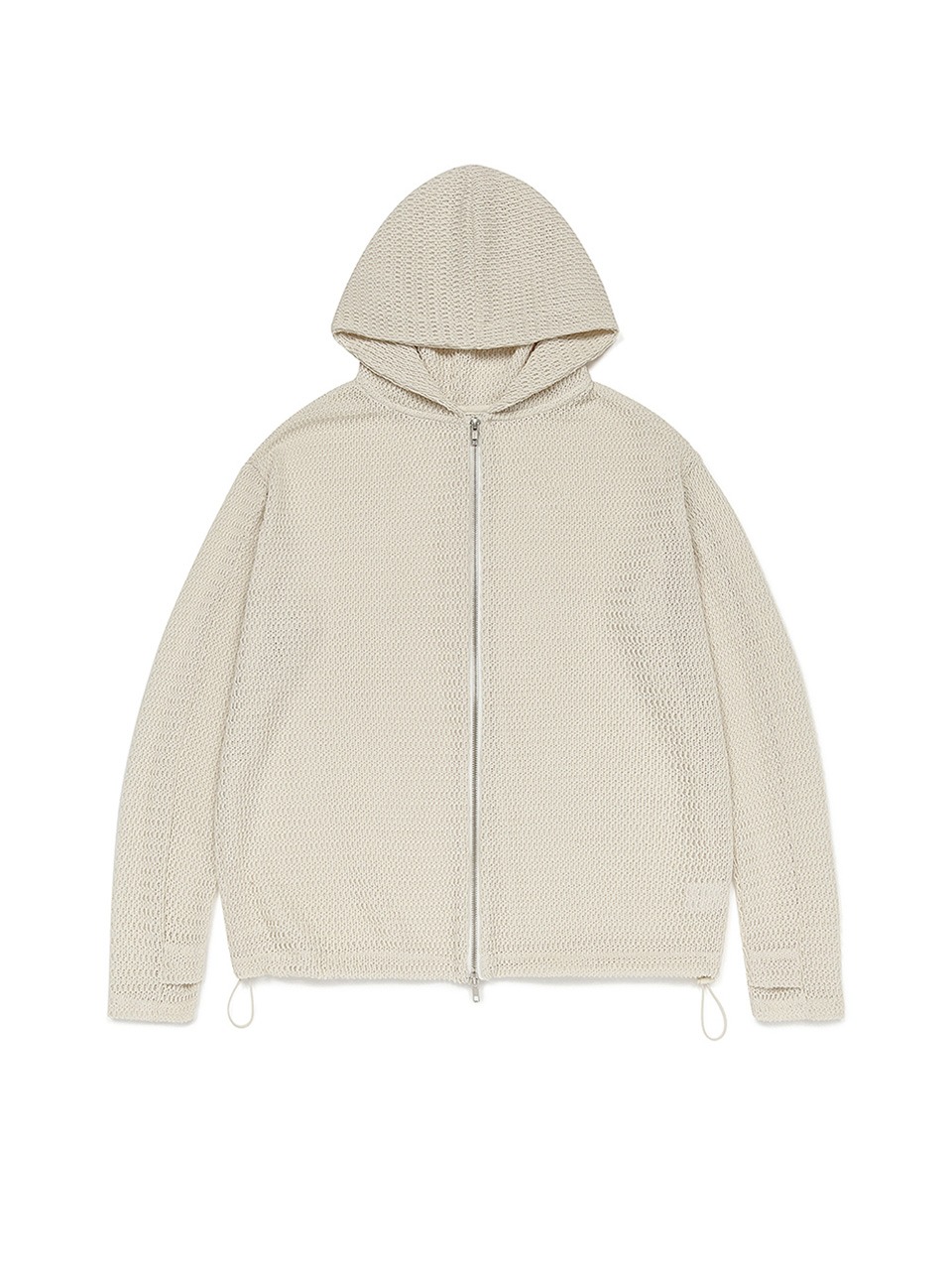 PARAKEET - WAVE STRUCTURE KNITTED ZIP UP HOODIE (IVORY)